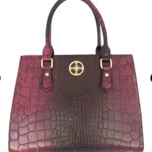 Stauer Embossed Crocodile Purple Ombre Satchel